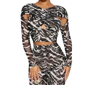 Naked Wardrobe Zebra Print Mesh Set